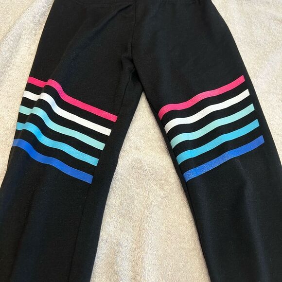 Justice Black and Pink Leggings with Vibrant Stripes - Picture 3 of 6